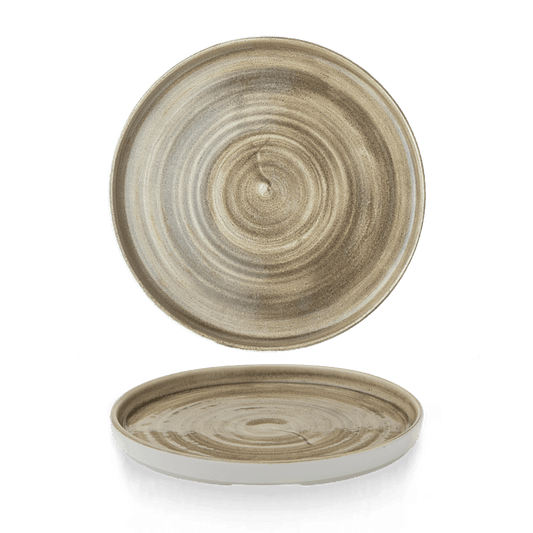Stonecast Patina Antique Taupe Walled Plate 10 2/8" Box of 6 (3-5 Working Days Delivery)