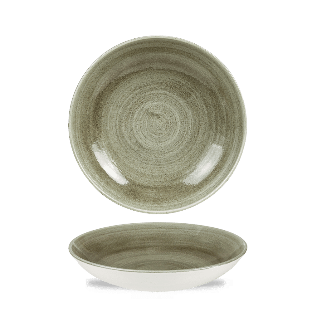 Stonecast Patina Burnished Green Evolve Coupe Bowl 7.25" Box 12