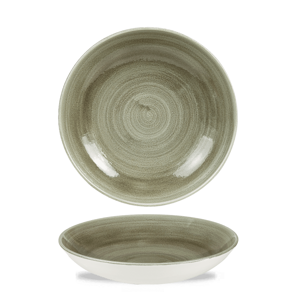 Stonecast Patina Burnished Green Evolve Coupe Bowl 9.75" Box 12