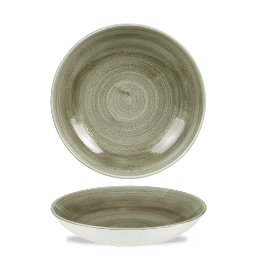 Stonecast Patina Burnished Green Evolve Coupe Bowl 9.75" Box of 12 (3-5 Working Days Delivery)