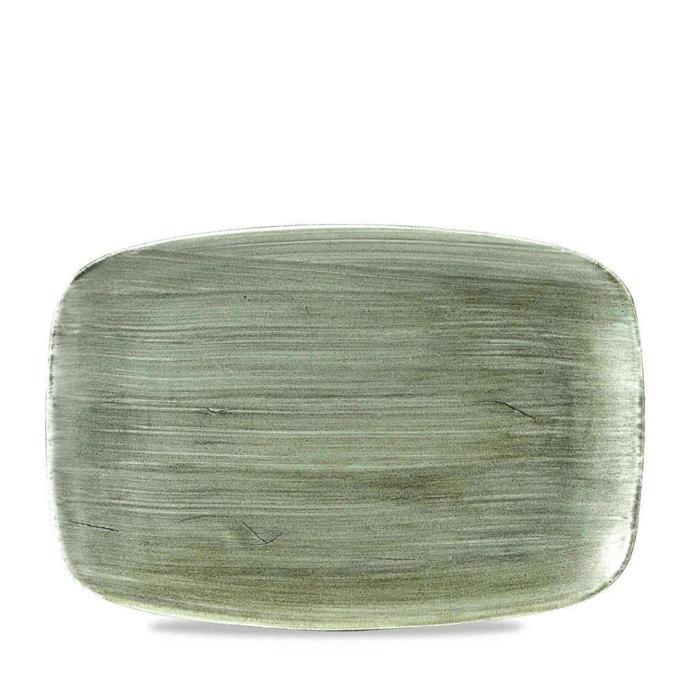 Stonecast Patina Burnished Green Oblong Chefs Plate 12 X 7 4/5" Box 6