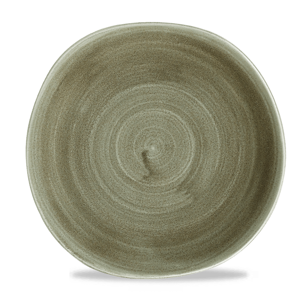 Stonecast Patina Burnished Green Round Trace Plate 10 3/8" Box 12