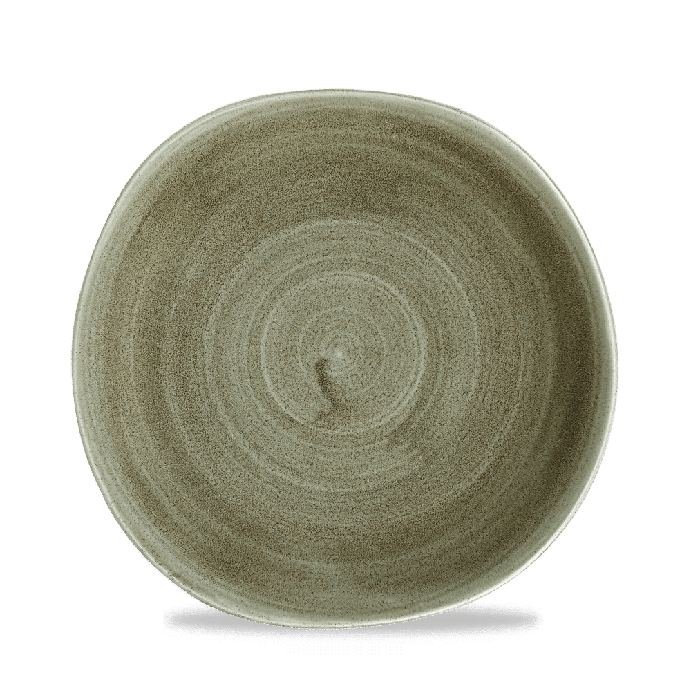 Stonecast Patina Burnished Green Round Trace Plate 8 1/4" Box 12