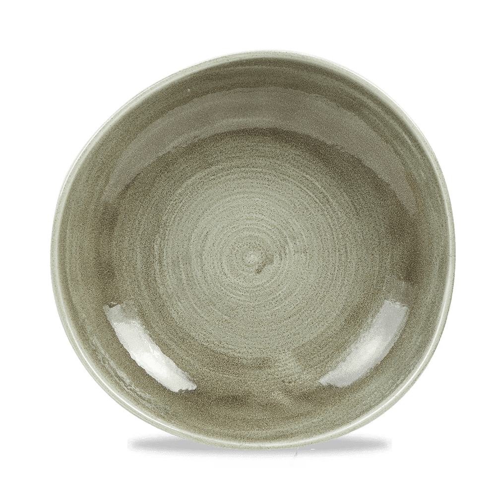 Stonecast Patina Burnished Green Round Trace Bowl 9 7/8"  Box 12