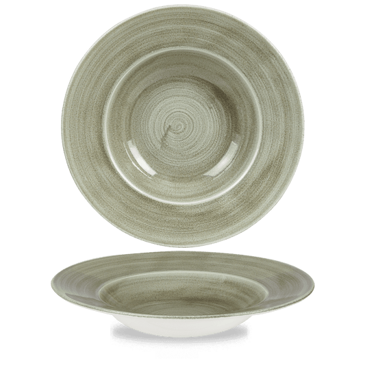 Stonecast Patina Burnished Green Profile Wide Rim Bowl Large 11" Box of 12 (3-5 Working Days Delivery)