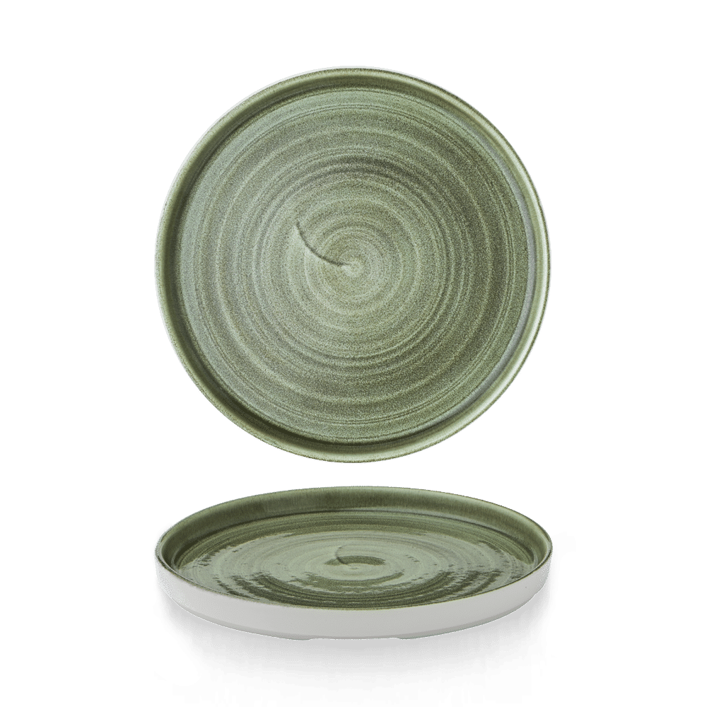 Stonecast Patina Burnished Green  Walled Plate 8.67" Box 6