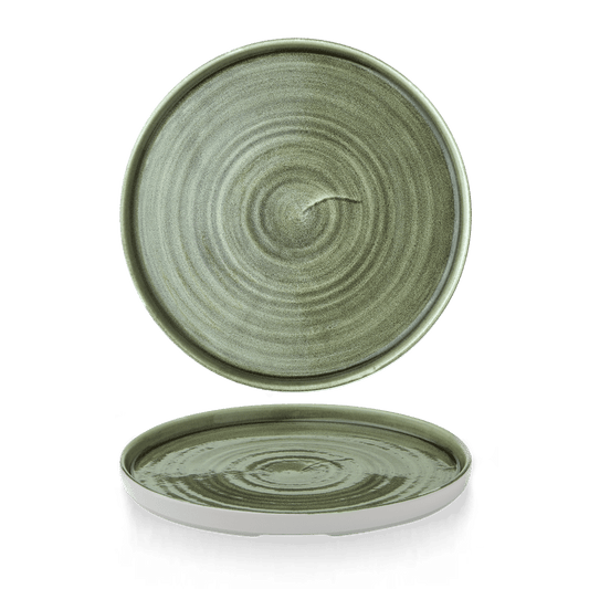 Stonecast Patina Burnished Green Walled Plate 10 2/8" Box of 6 (3-5 Working Days Delivery)