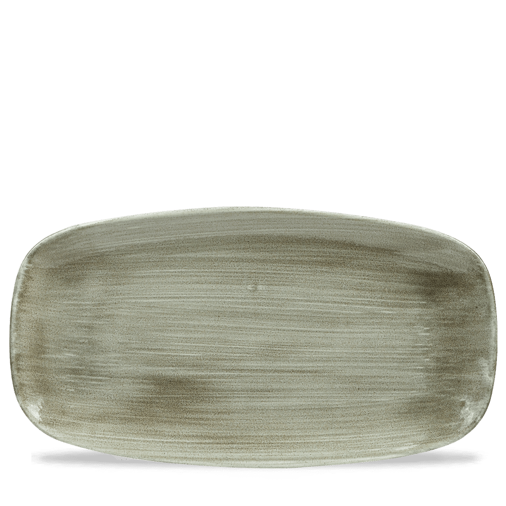 Stonecast Patina Burnished Green  Chefs Oblong Plate 13 7/8X7 3/8" Box 6