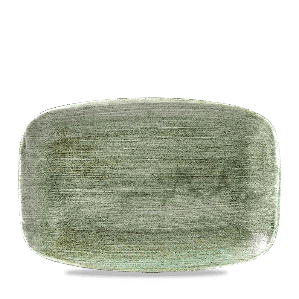 Stonecast Patina Burnished Green Oblong Chefs Plate 13 1/2" X 9 1/4" Box 6
