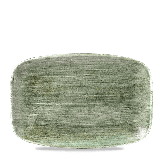 Stonecast Patina Burnished Green Oblong Chefs Plate 13 1/2" X 9 1/4" Box of 6 (3-5 Working Days Delivery)