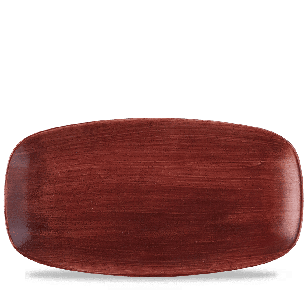 Stonecast Patina Red Rust  Chefs Oblong Plate 13 7/8X7 3/8" Box 6