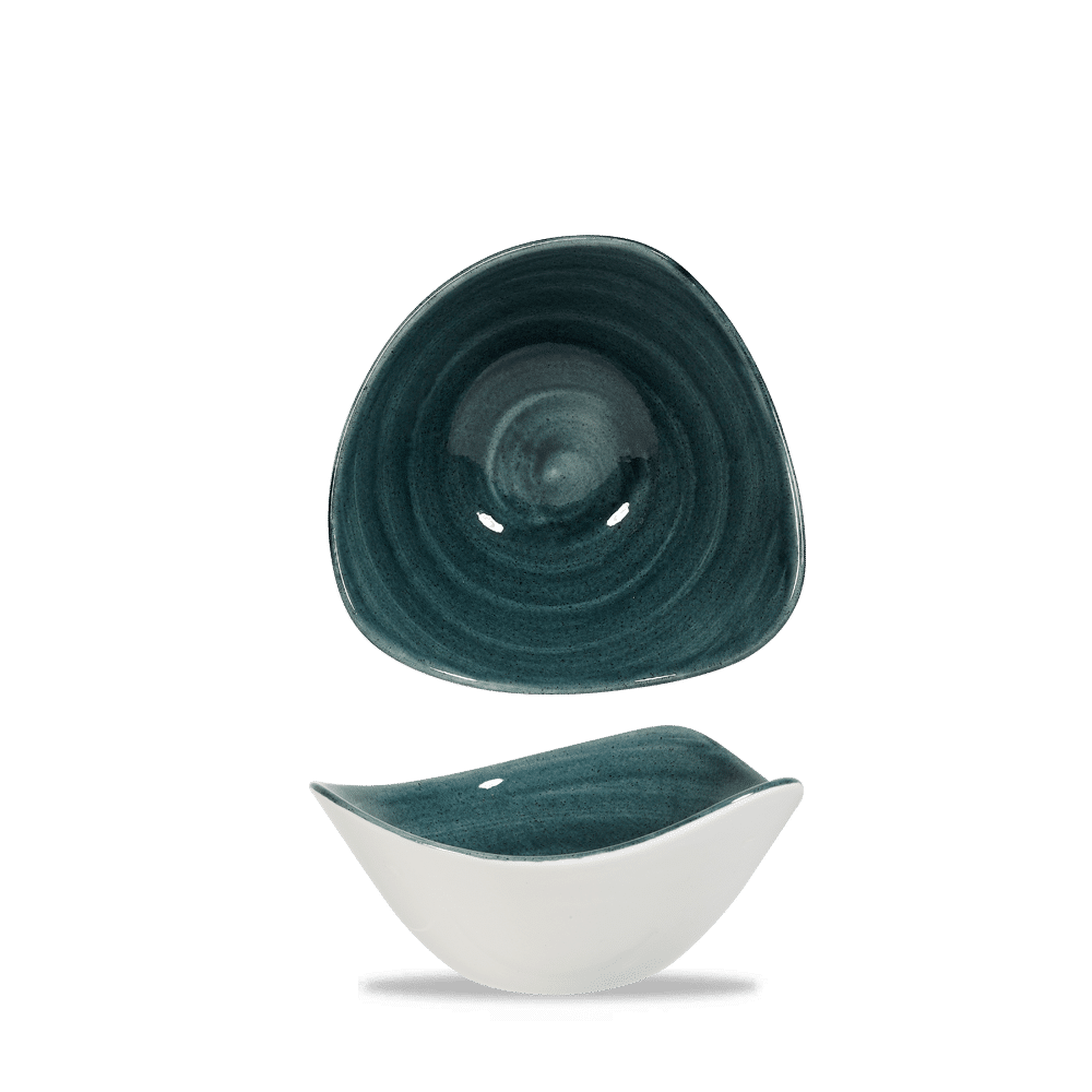 Stonecast Patina Rustic Teal Triangular Bowl 6" Box 12