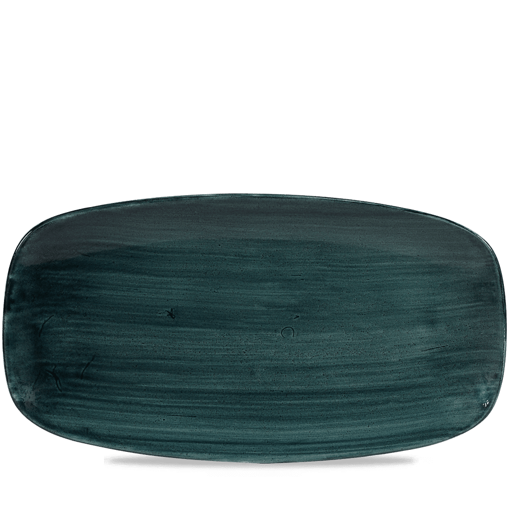 Stonecast Patina Rustic Teal  Chefs Oblong Plate 13 7/8X7 3/8" Box 6
