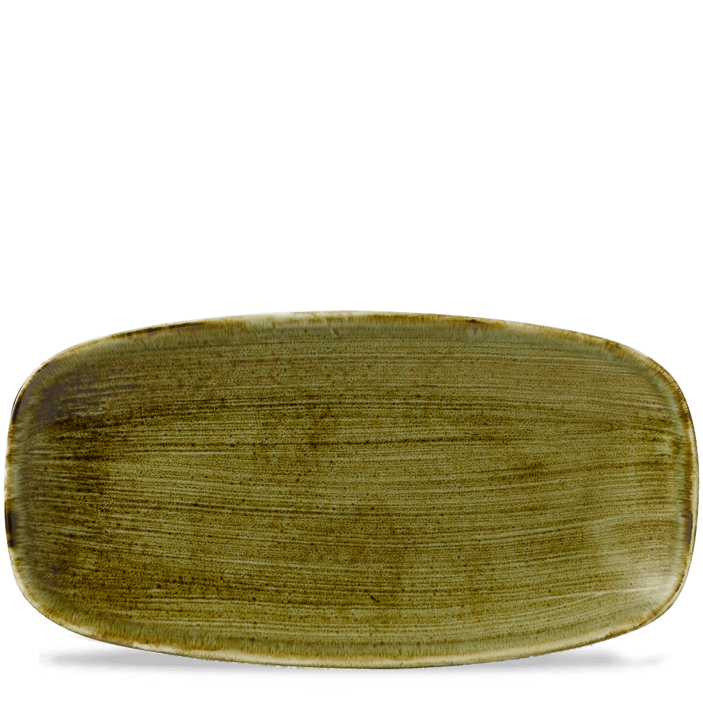 Stonecast Plume Olive  Chefs Oblong Plate 13 7/8X7 3/8" Box 6