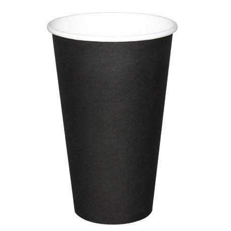 Fiesta Recyclable Coffee Cups Single Wall Black 455ml / 16oz (50 Pack) (Lid CW717)