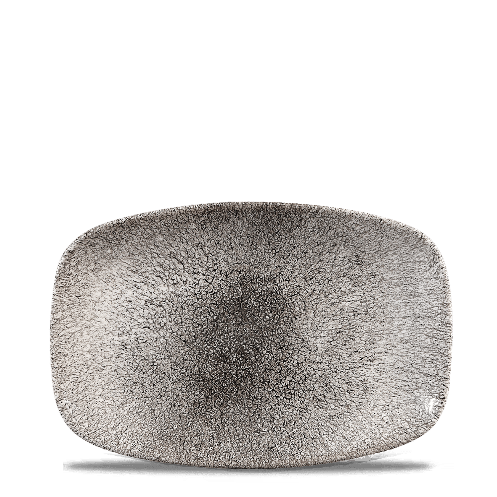 Raku Quartz Black  Chefs Oblong Plate 9.35"X6.2" Box 12