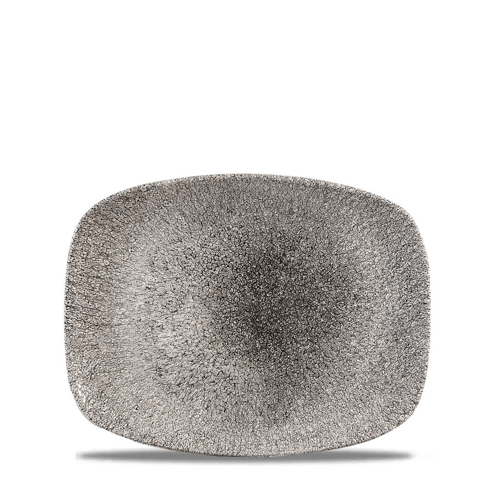 Raku Quartz Black  Chefs Oblong Plate 10.3"X8" Box 12