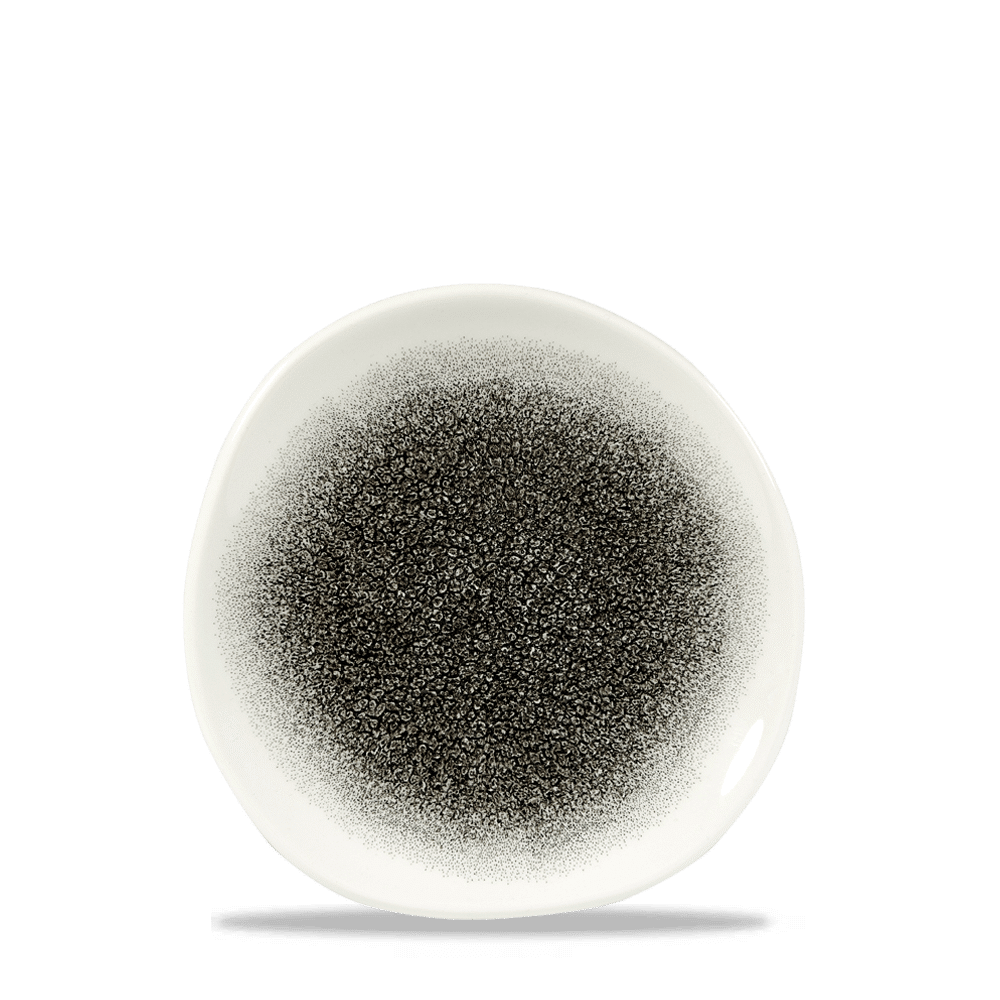 Raku Quartz Black Round Trace Plate 7 1/4" Box 12