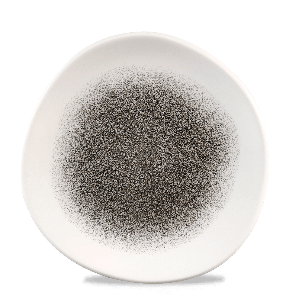 Raku Quartz Black Round Trace Plate 8 1/4" Box 12