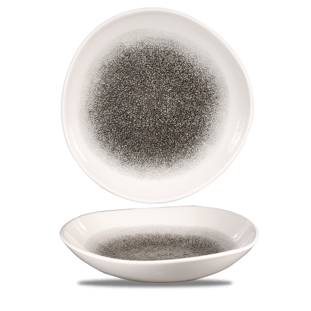 Raku Quartz Black Organic Trace Bowl 9 7/8"  Box 12