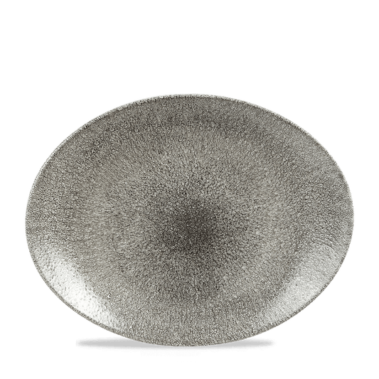 Raku Quartz Black Orbit Oval Coupe Plate 12.5" Box of 12 (3-5 Working Days Delivery)