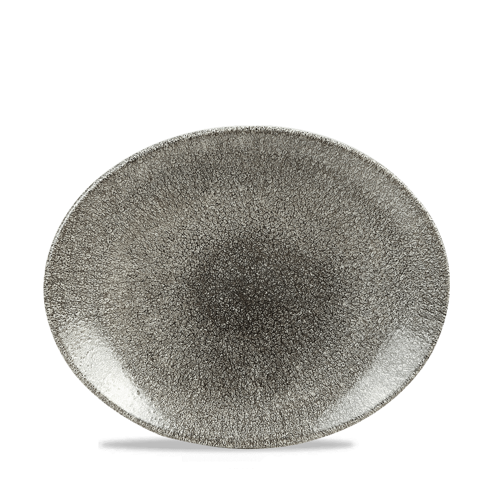 Raku Quartz Black Orbit Oval Coupe Plate 10 5/8" Box 12