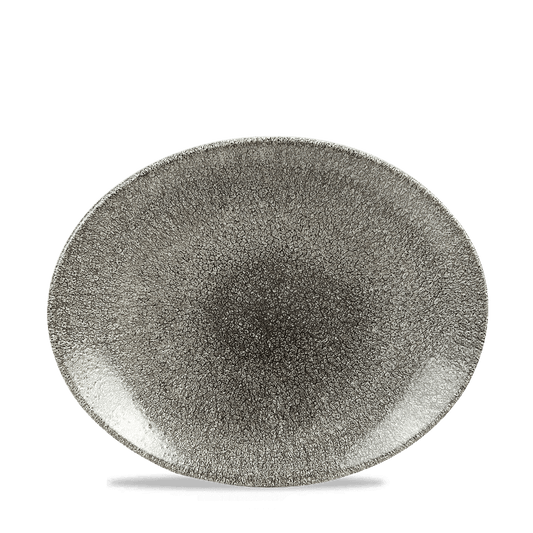 Raku Quartz Black Orbit Oval Coupe Plate 10 5/8" Box of 12 (3-5 Working Days Delivery)