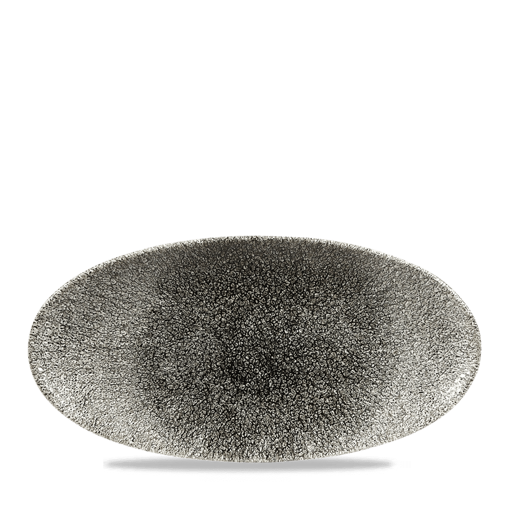 Raku Quartz Black Oval Chefs Plate 11 4/5X5 3/4" Box 12