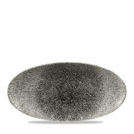 Raku Quartz Black Oval Chefs Plate 11 4/5X5 3/4" Box of 12 (3-5 Working Days Delivery)