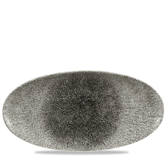 Raku Quartz Black Oval Chefs Plate 13 3/4X6 3/4" Box of 6 (3-5 Working Days Delivery)