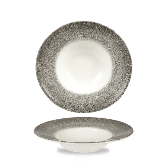 Raku Quartz Black Profile Wide Rim Bowl Med 9.4" Box of 12 (3-5 Working Days Delivery)