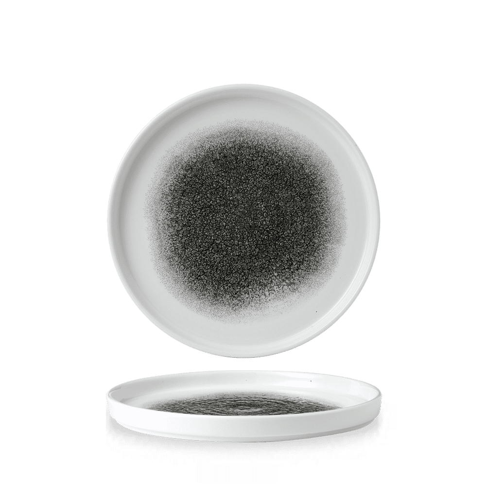 Raku Quartz Black  Walled Plate 8.67" Box 6