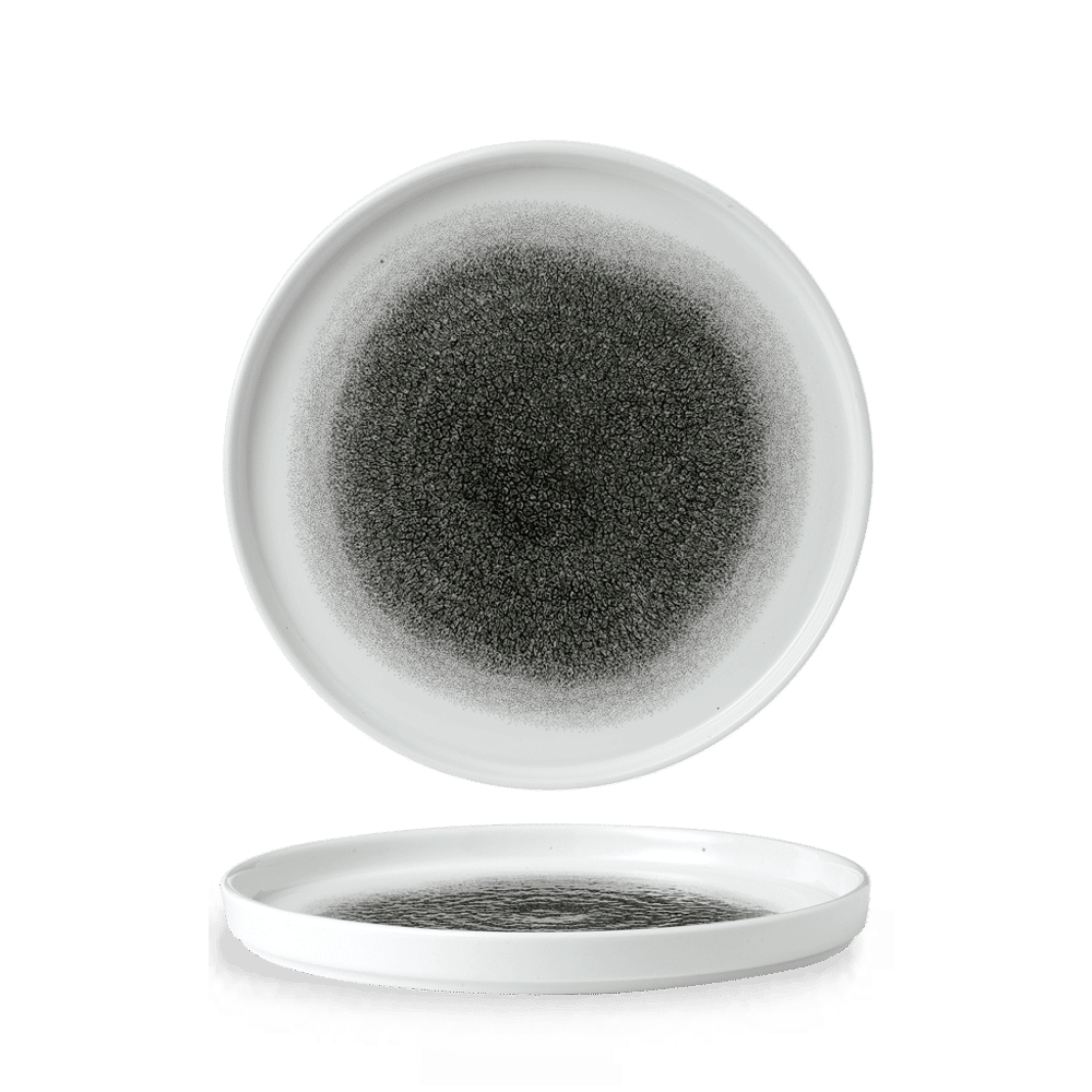 Raku Quartz Black  Walled Plate 10 2/8" Box 6