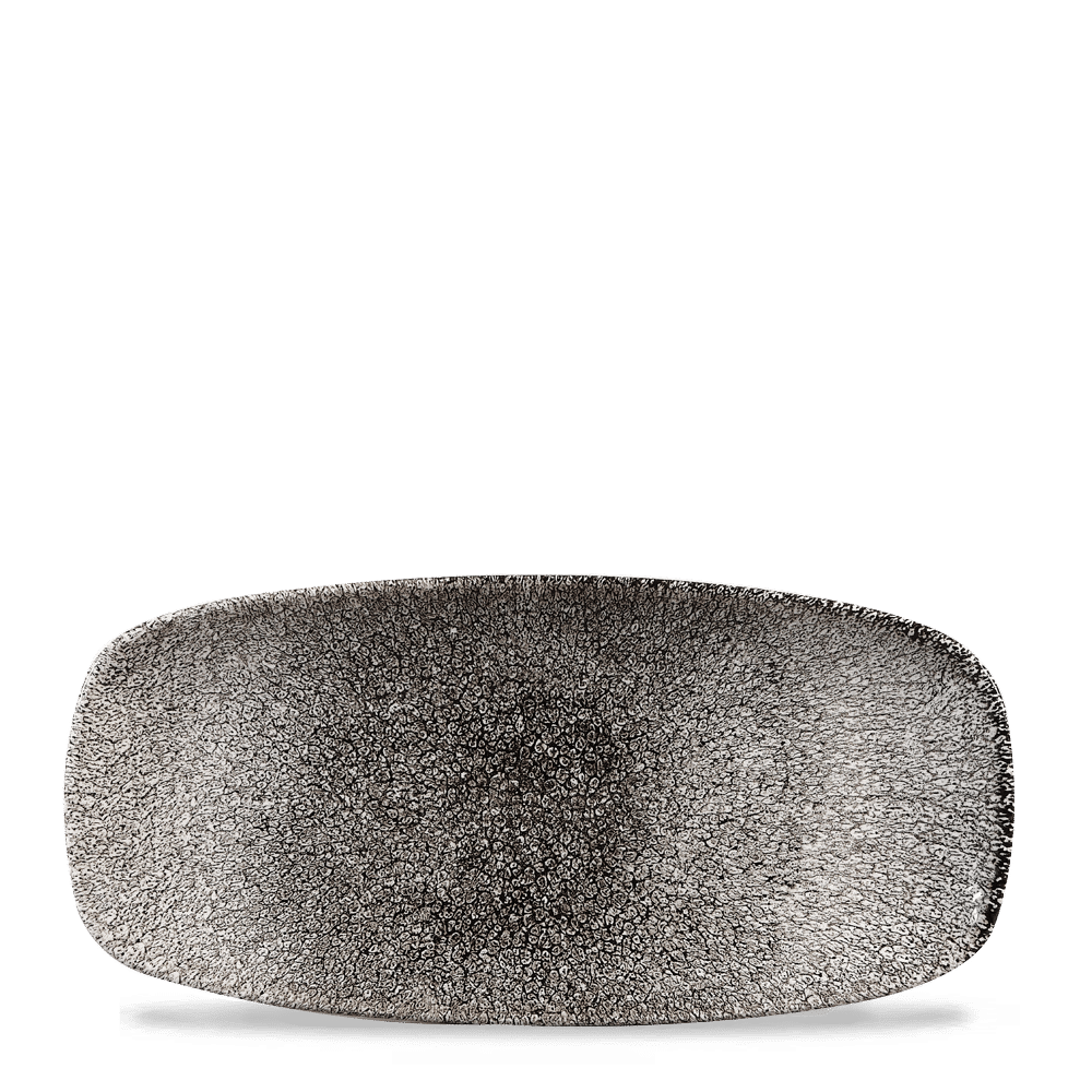 Raku Quartz Black  Chefs Oblong Plate 10.6"X5" Box 12