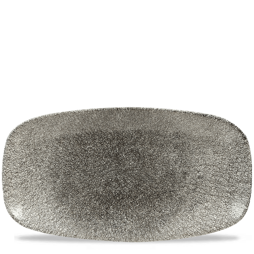 Raku Quartz Black  Chefs Oblong Plate 13 7/8X7 3/8" Box 6