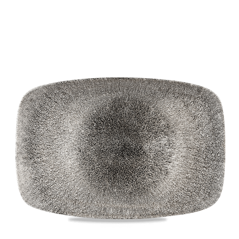 Raku Quartz Black Oblong Platter 13 1/2" X 9 1/4" Box 6