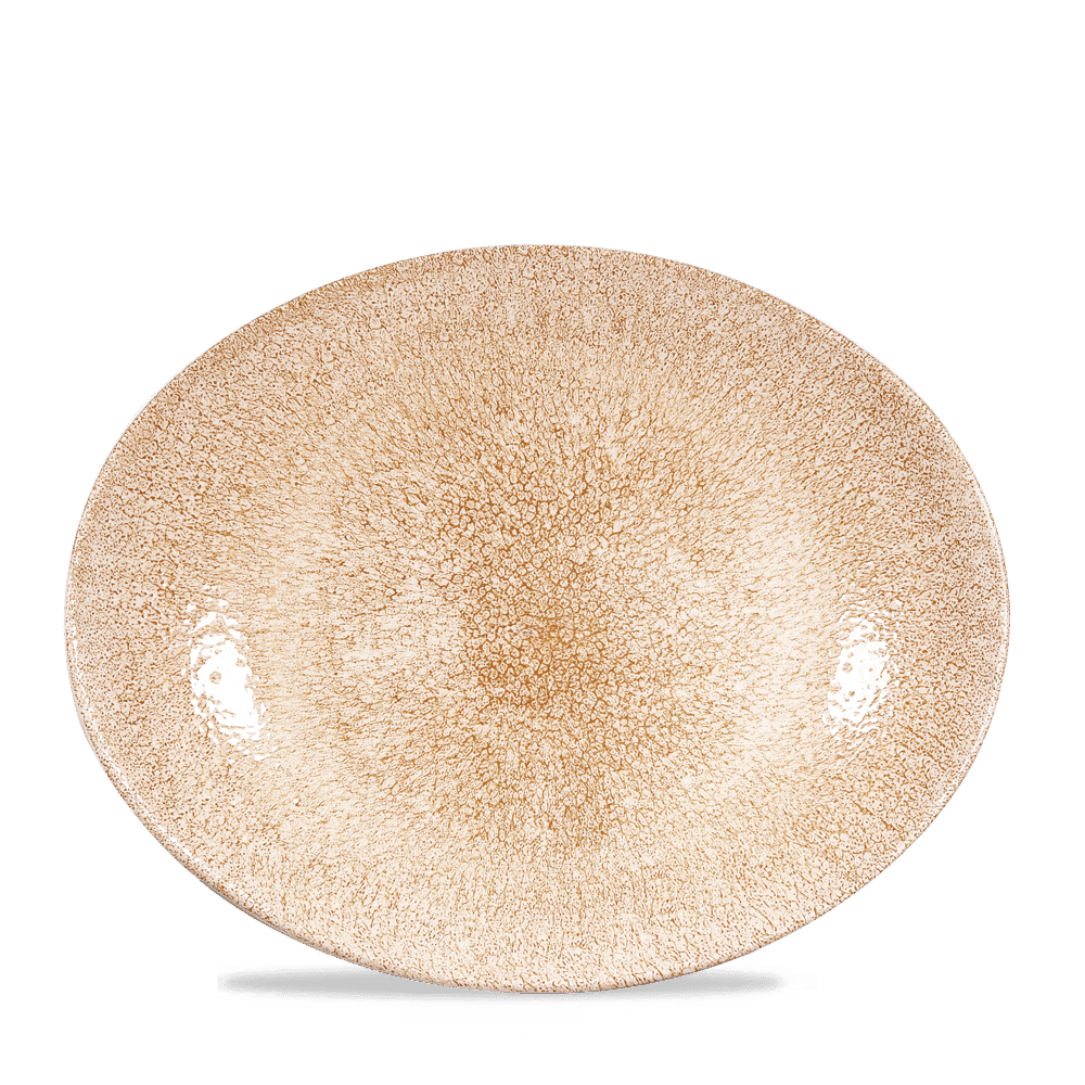 Raku Garnet Orange Orbit Oval Coupe Plate 12.5" Box 12