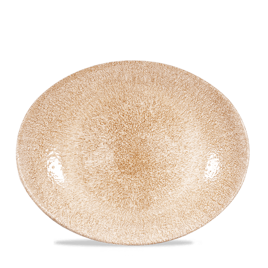 Raku Garnet Orange Orbit Oval Coupe Plate 12.5" Box of 12 (3-5 Working Days Delivery)