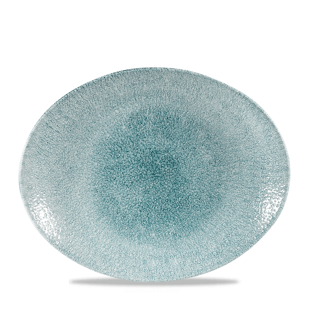 Raku Jade Green Orbit Oval Coupe Plate 12.5" Box 12