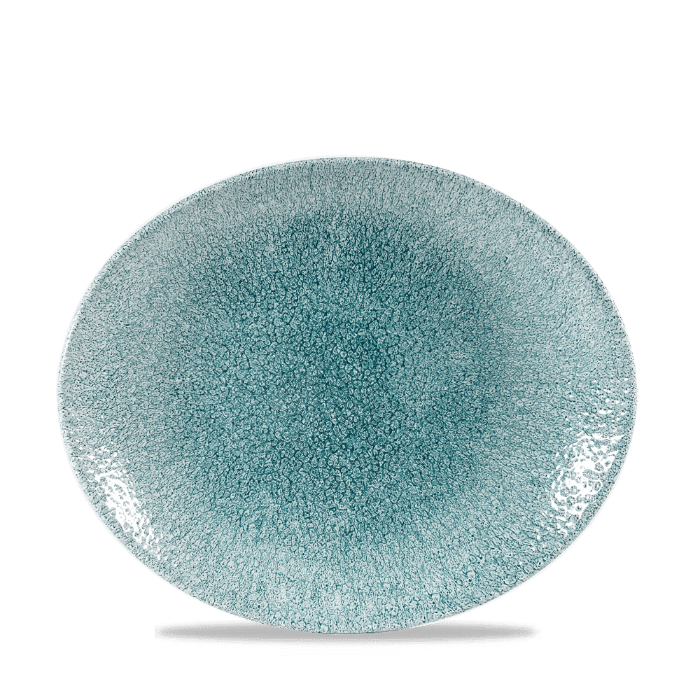 Raku Jade Green Orbit Oval Coupe Plate 10 5/8" Box 12