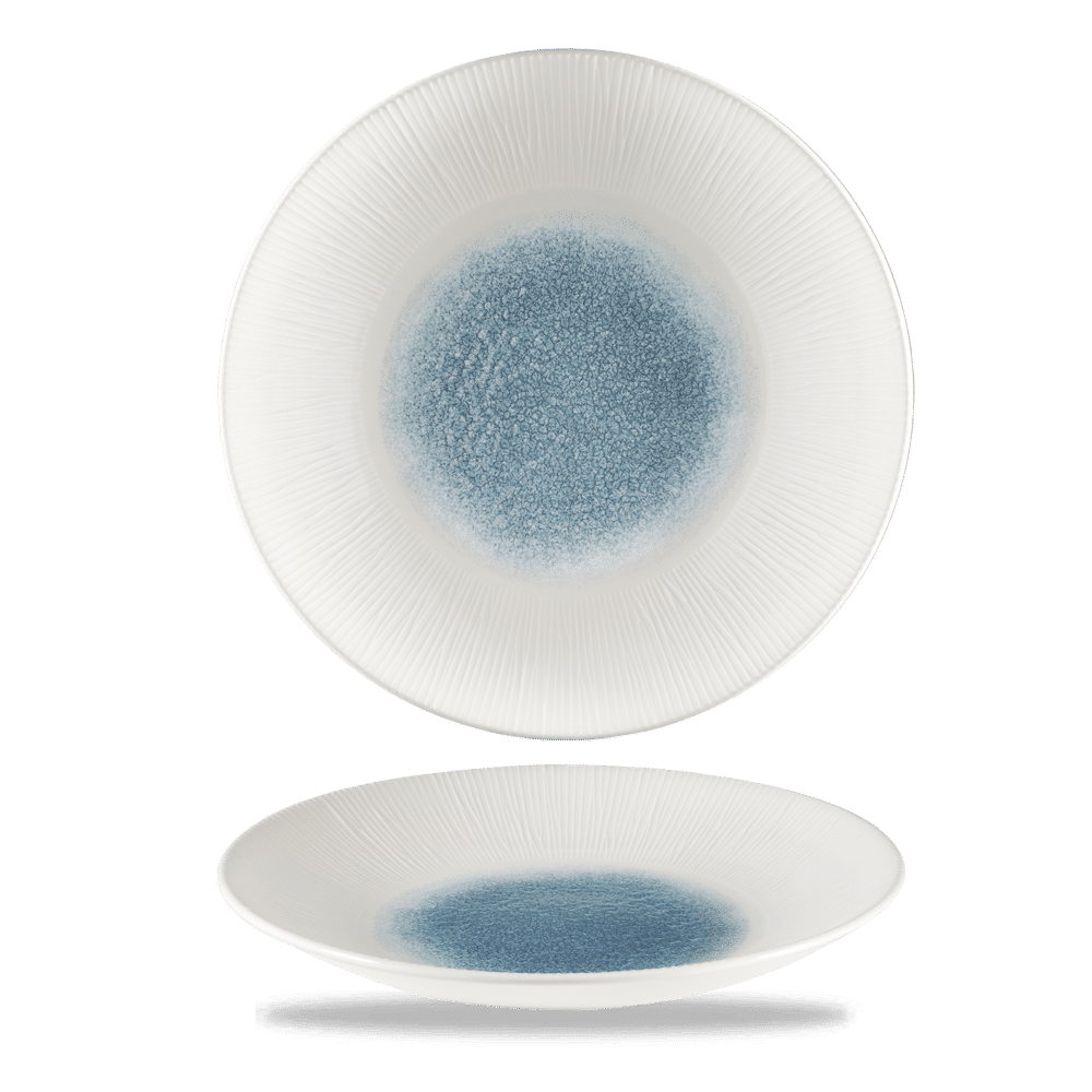 Raku Topaz Blue  Bamboo Deep Coupe Plate 10 5/8" Box 12