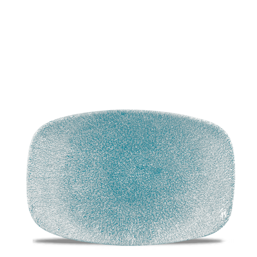 Raku Topaz Blue  Chefs Oblong Plate 9.35"X6.2" Box 12
