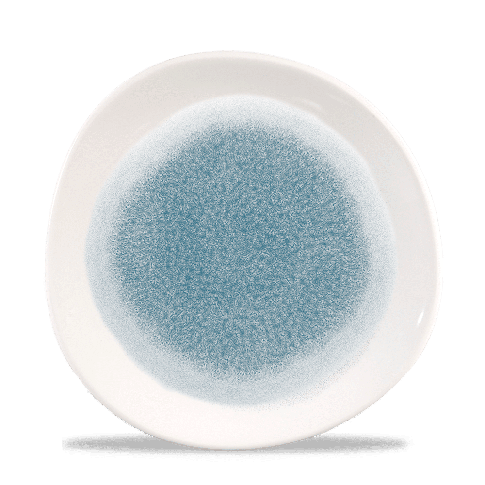 Raku Topaz Blue Round Trace Plate 26.4Cm Box 12