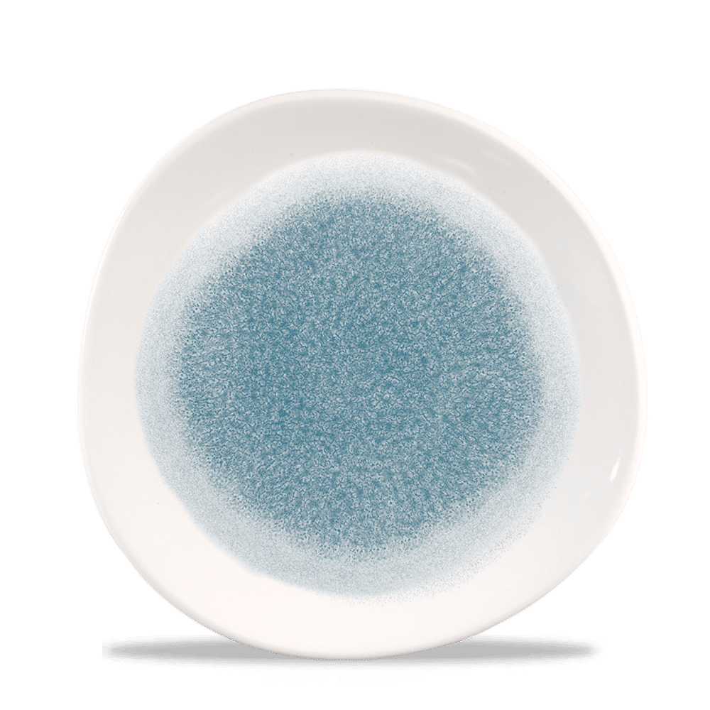 Raku Topaz Blue Round Trace Plate 21Cm Box 12