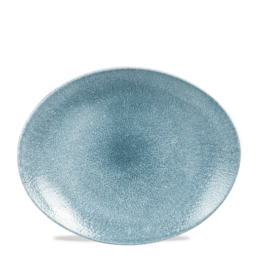 Raku Topaz Blue Orbit Oval Coupe Plate 10" Box of 12 (3-5 Working Days Delivery)