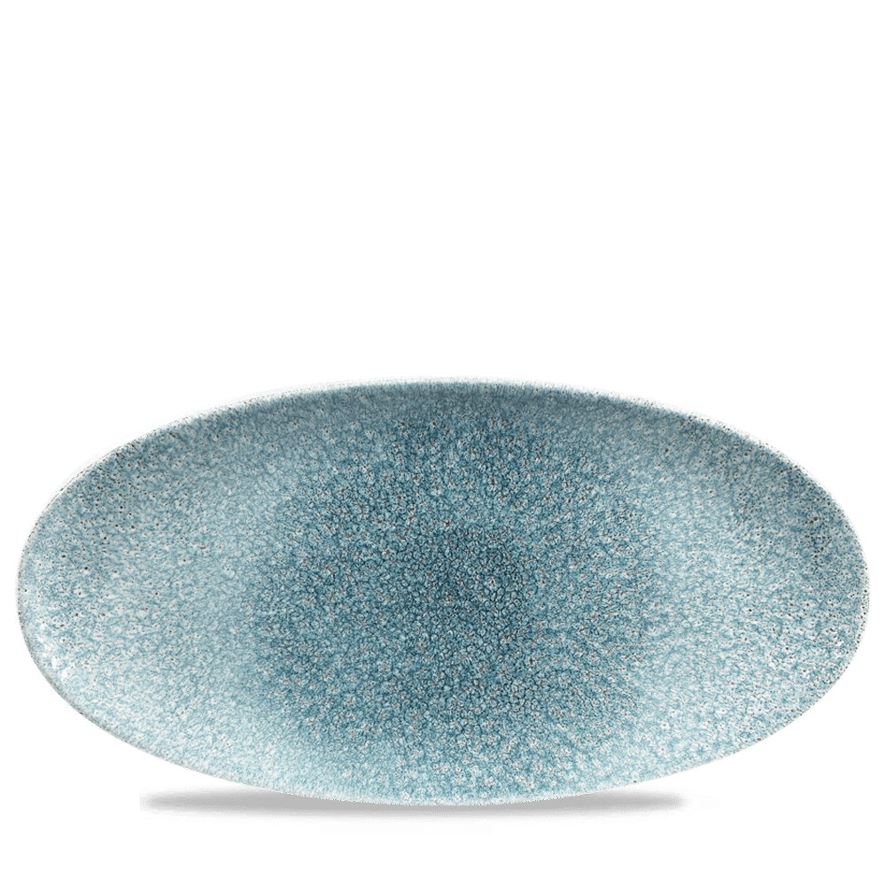 Raku Topaz Blue Oval Chefs Plate 13 3/4X6 3/4" Box 6