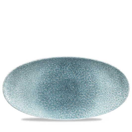 Raku Topaz Blue Oval Chefs Plate 13 3/4X6 3/4" Box of 6 (3-5 Working Days Delivery)