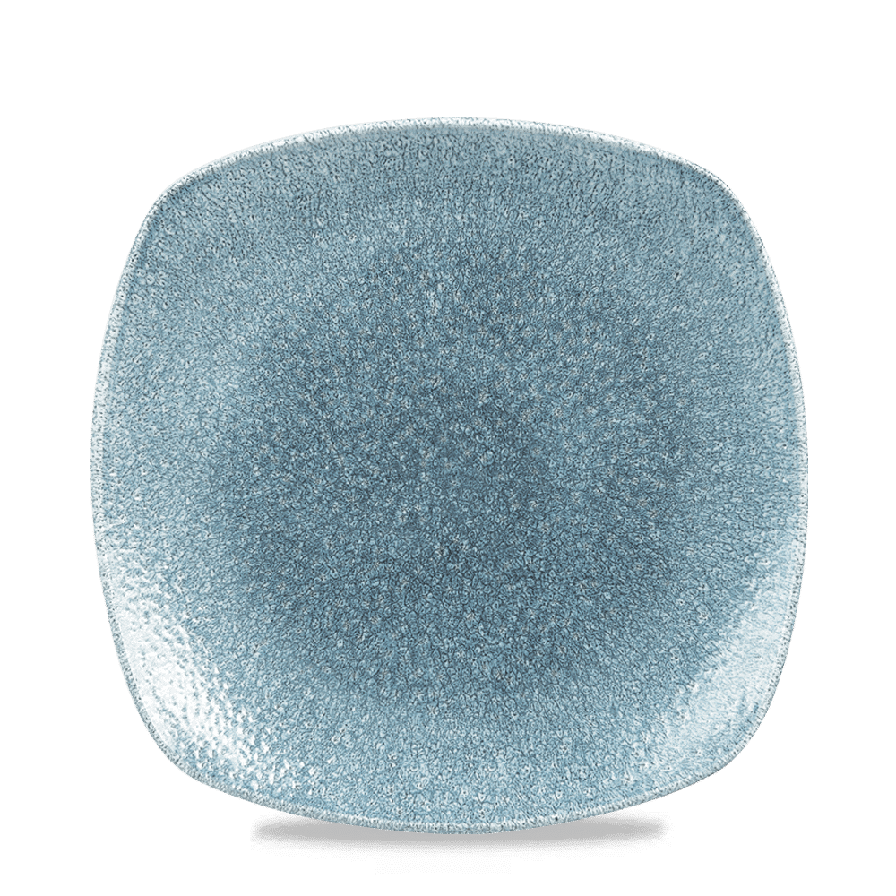 Raku Topaz Blue X Squared Square Plate 10" Box 12