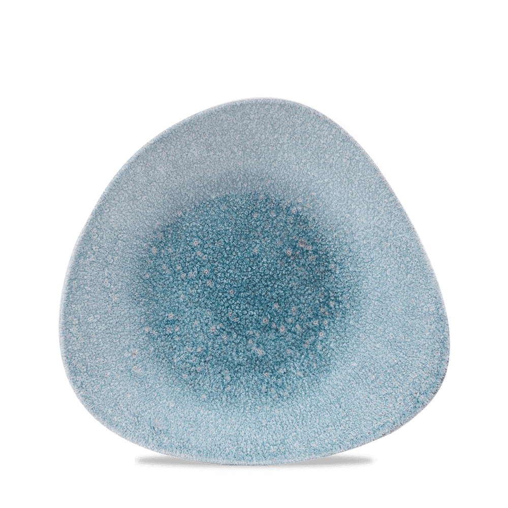 Raku Topaz Blue Triangle Shallow Bowl 8 1/4"X8 1/4" Box 12