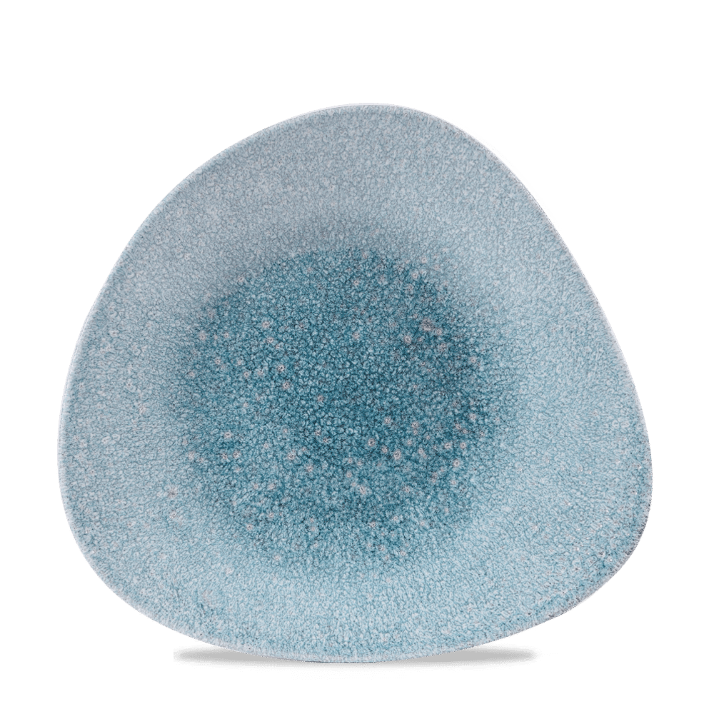 Raku Topaz Blue Triangle Shallow Bowl 10 3/4"X10 1/2" Box 12